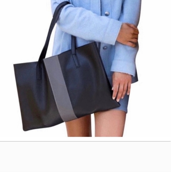 Vince Camuto Luck Tote in Black/Gray Vegan Pebbled Nordstrom Anniversary VGUC - Picture 2 of 16
